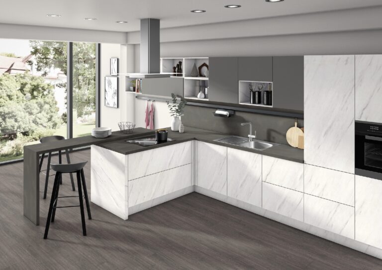 Milano White Levanto Marble and Onyx Grey